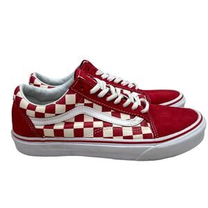 Vans Old Skool Checkerboard Red Sneaker 6.5 Men 8 Women Lace Up Low Top Shoes